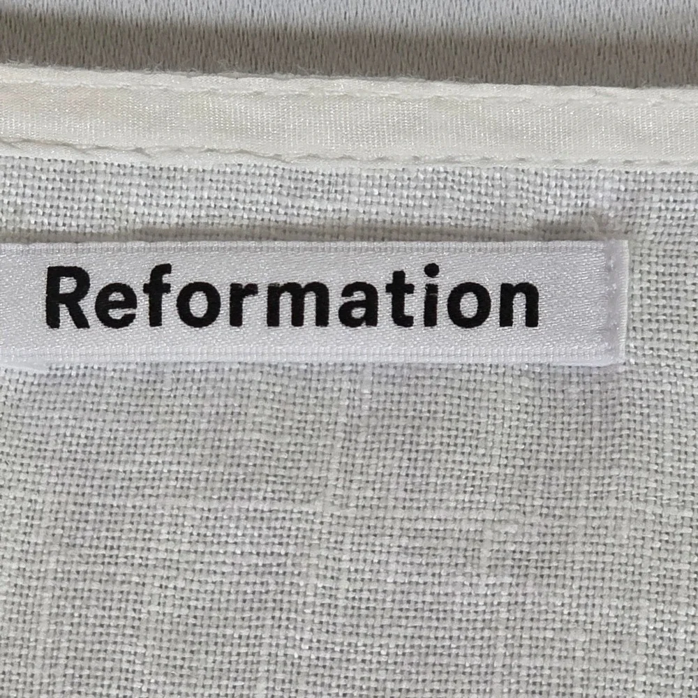 Reformation‎ Tille White Linen Puff Sleeve Babydoll Top Womens S Square Neck